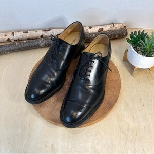 Jack Erwin Jasper Plain Toe Brogue Oxford – Black Leather Dress Shoes Size 10